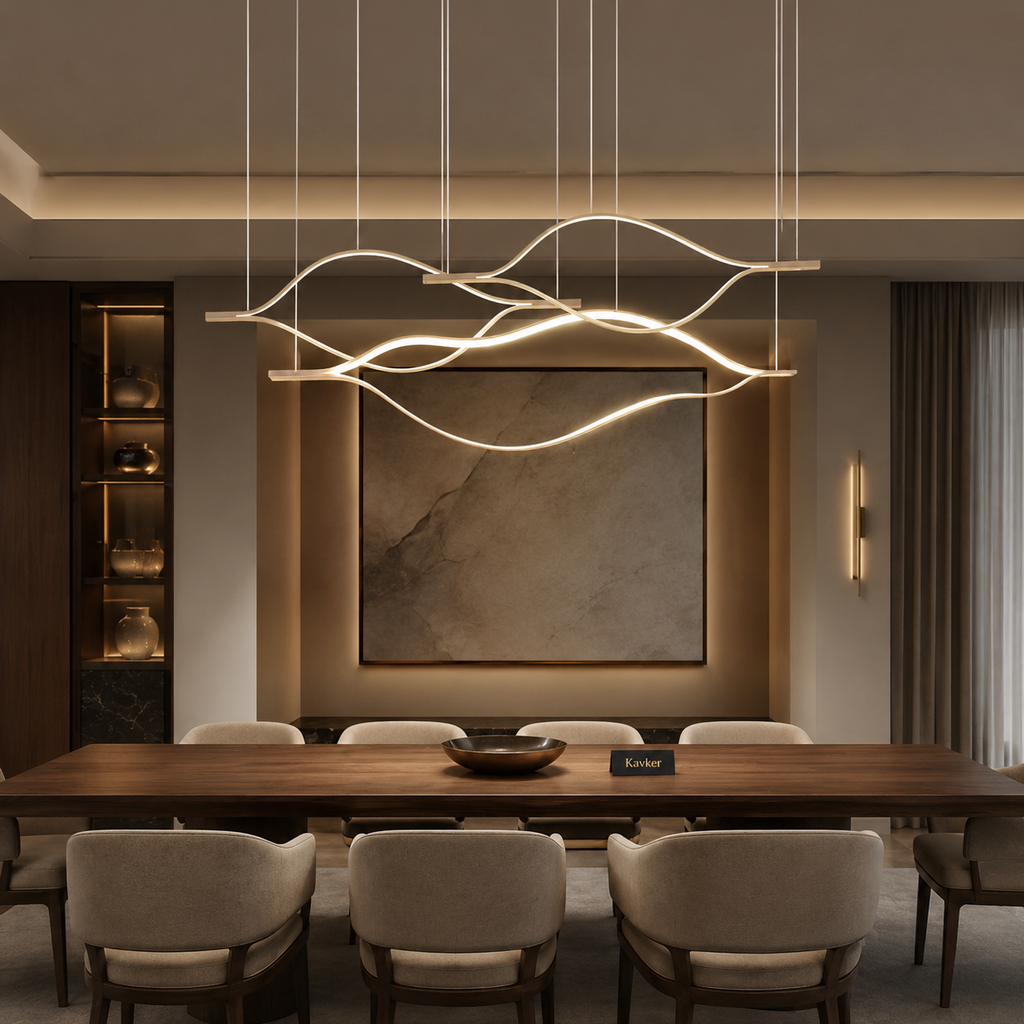 Modern Aluminum Waving Linear Chandelier