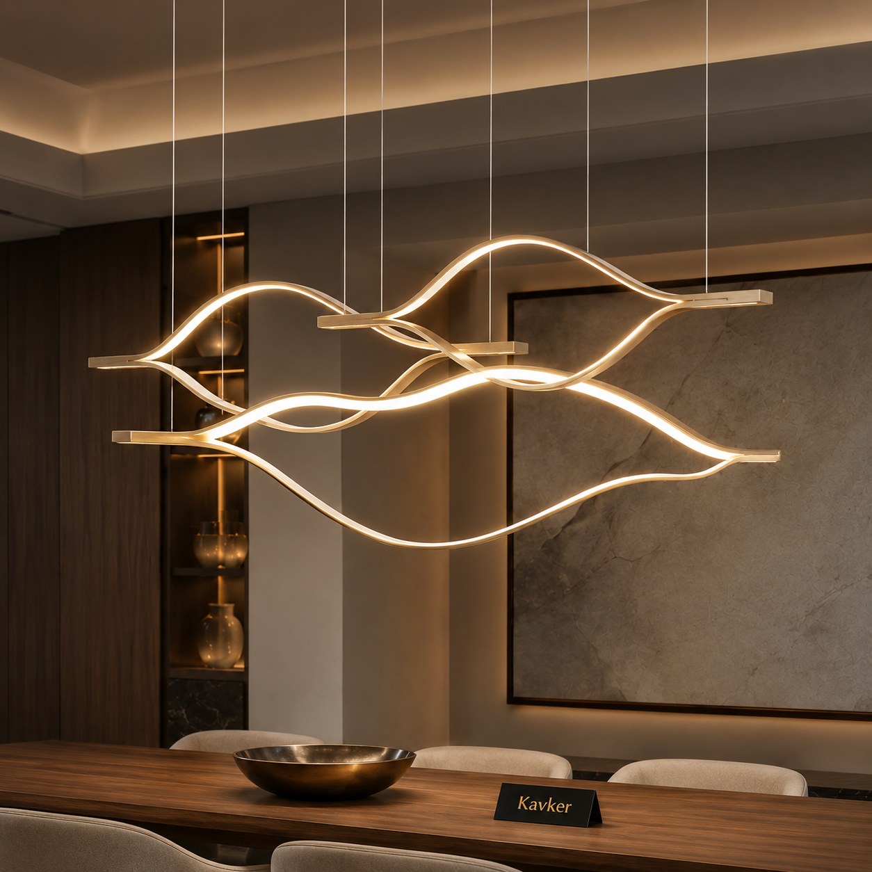 Modern Aluminum Waving Linear Chandelier